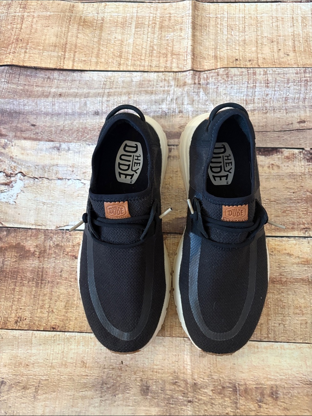 Hey Dude Women’s Black and Cream Slip-On Loafers